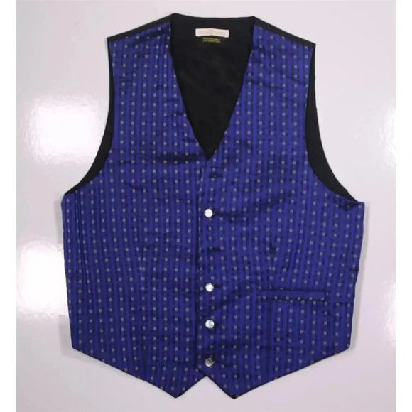 Carrot & Gibbs Royal Blue Jacquard Woven Silk Formal Vest Men's Medium - Picture 1 of 5